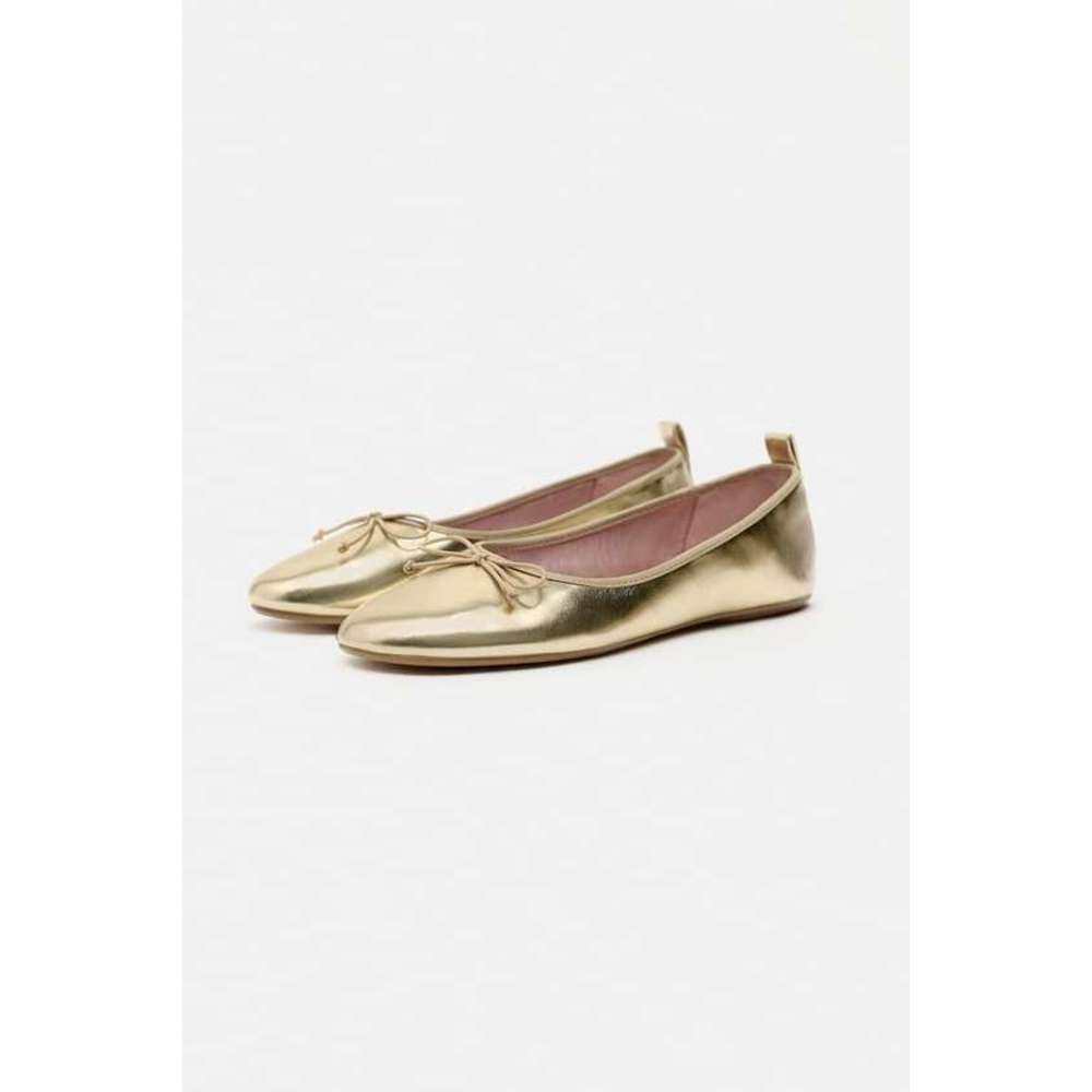 Zara Shiny Gold Flats